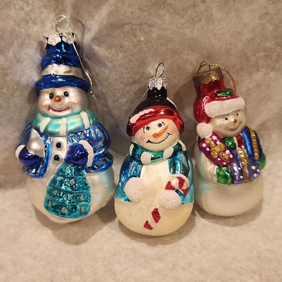 Snowman Christmas Ornaments Set of 3 - Picture 1 of 4